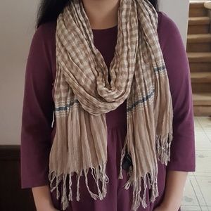 Club Monaco Linen Blend Gingham Scarf